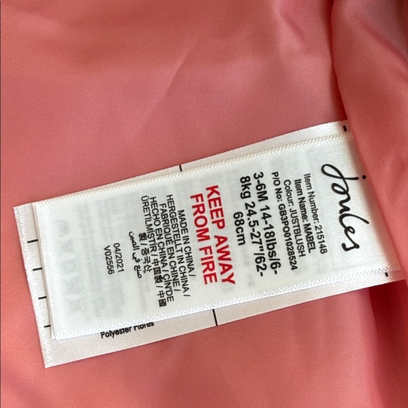 Joules Coral Quilted Kids Puffer Coat 3-6 months baby newborn NWT - Picture 6 of 11